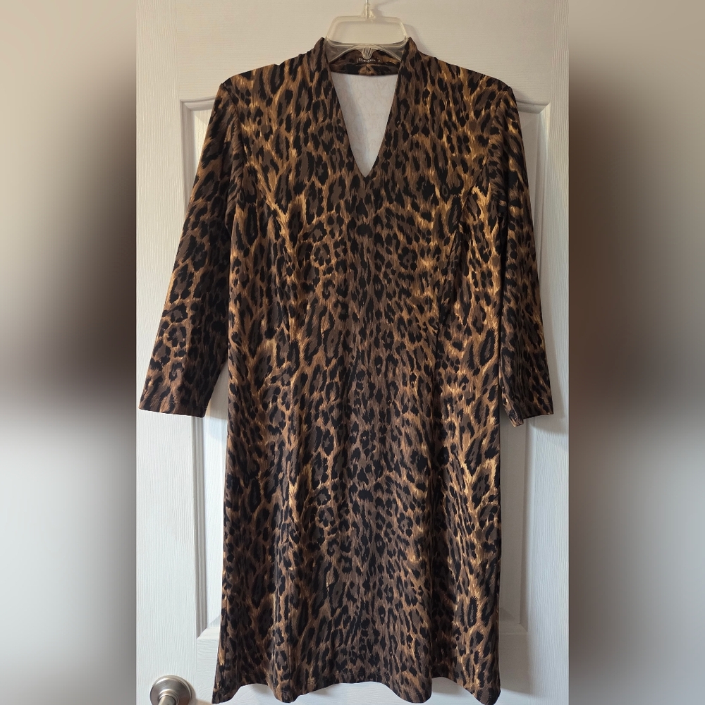 Price Drop! J. McLaughlin Brown Leopard Long Sleeve Dress